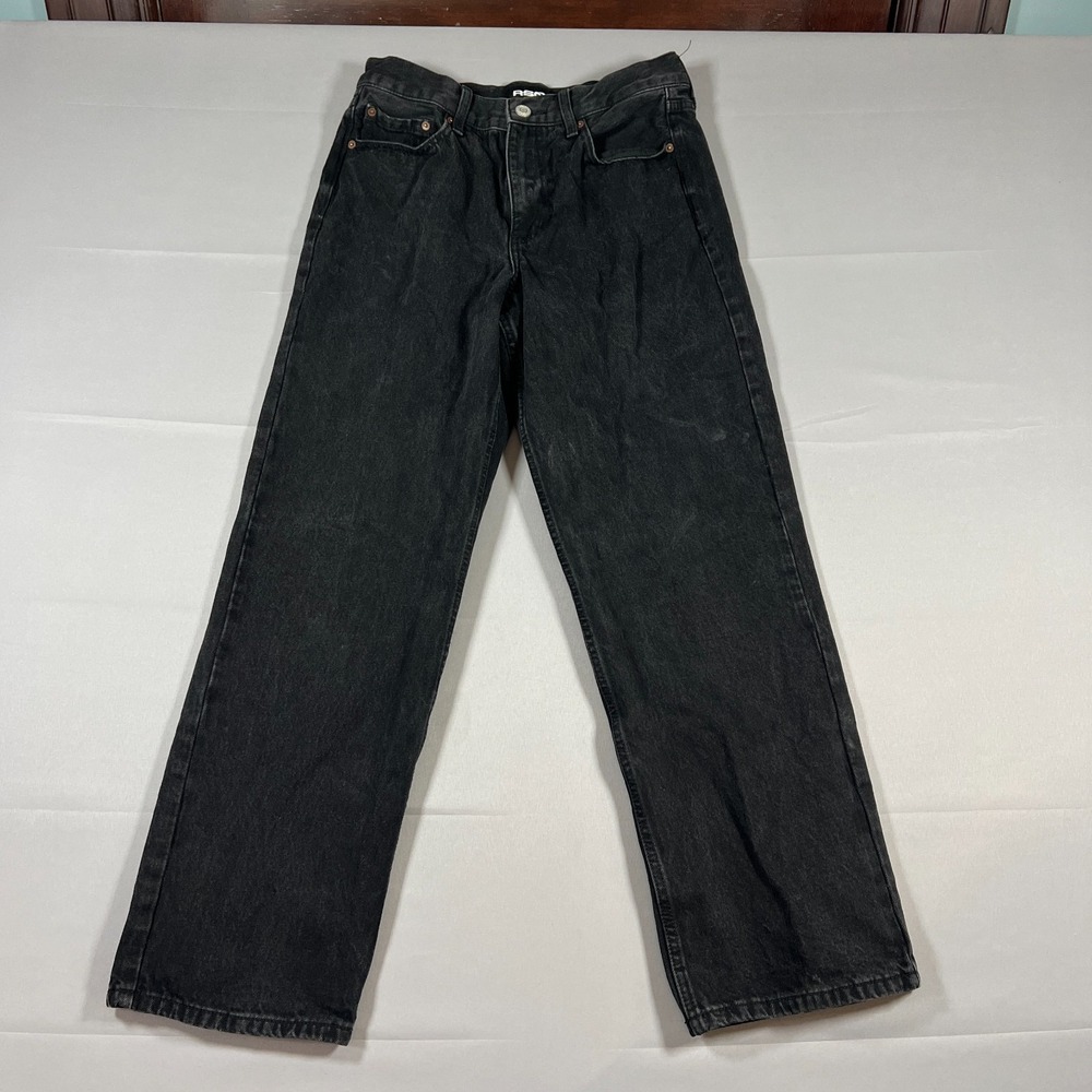 Rsq Baggy Jeans Mens 28x32 Black Denim Cotton Dark Wash Mid Rise Straight Leg